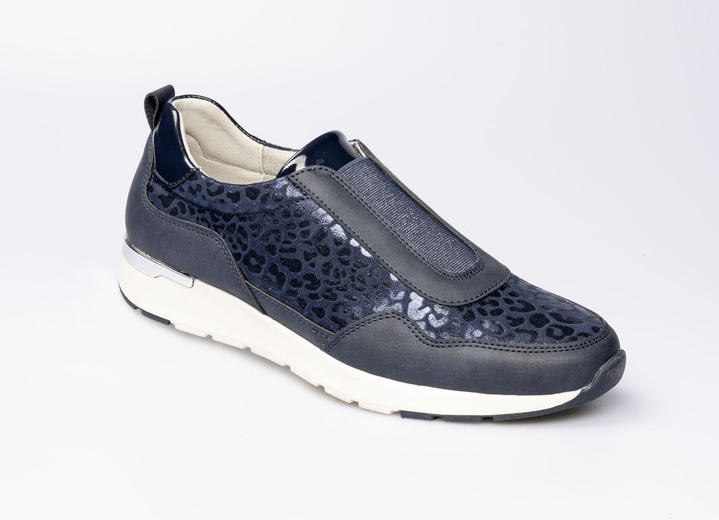 Slipper & Schnürschuhe - Modischer Stretch-Sneaker im Leo-Look, in Größe 036 bis 042, in Farbe BLAU Ansicht 1