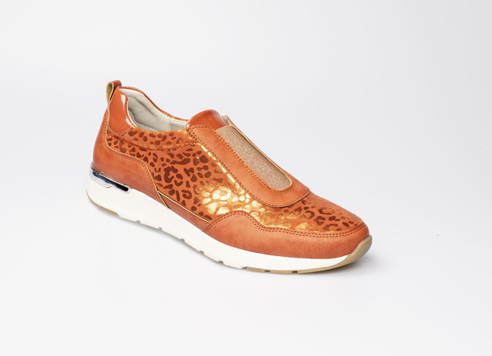 Slipper & Schnürschuhe - Modischer Stretch-Sneaker im Leo-Look, in Größe 036 bis 042, in Farbe ROST Ansicht 1