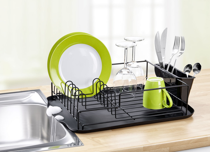 Ordnung - Geschirrabtropfkorb mit Auffangschale, in Farbe SCHWARZ