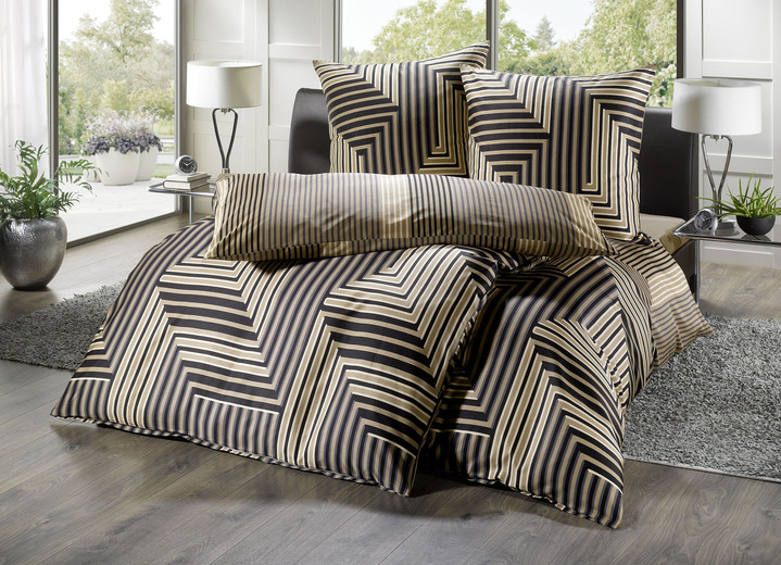 Bettwäschegarnituren - Baumwoll Bettwäsche-Garnitur , in Größe 111 (40/80 cm + 135/200 cm) bis 115 (80/80 cm + 155/220 cm), in Farbe ANTHRAZIT Ansicht 3