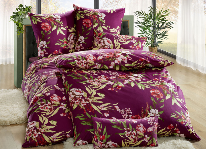 Inspirationen - Beidseitig bedruckte Bettwäsche-Garnitur, in Größe 111 (40/80 cm + 135/200 cm) bis 115 (80/80 cm + 155/220 cm), in Farbe DUNKELBLAU Ansicht 2