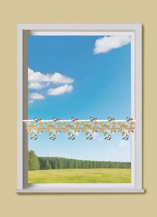 Landhaus & Küche - Herbstliche Stangendekoration aus Plauener Spitze, in Größe 626 (H20xB 32 cm) bis 660 (H20xB112 cm), in Farbe BUNT Ansicht 1