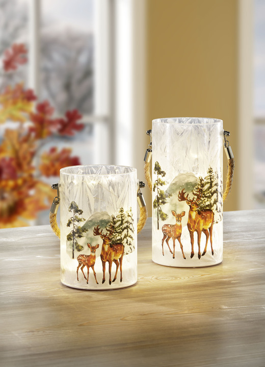 - Windlicht, 2er-Set, in Farbe WEISS-BRAUN