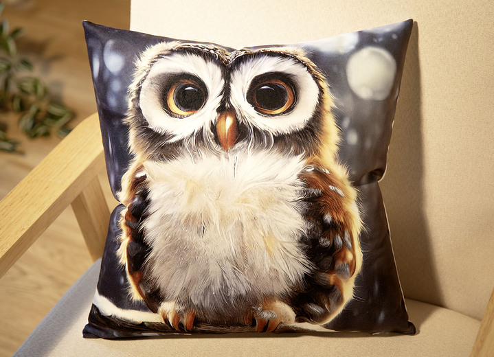 Kissenbezüge - Kissenbezug in Samtoptik mit Eulen-Motiv, in Farbe BUNT Ansicht 2