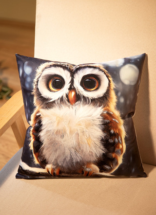 Kissenbezüge - Kissenbezug in Samtoptik mit Eulen-Motiv, in Farbe BUNT