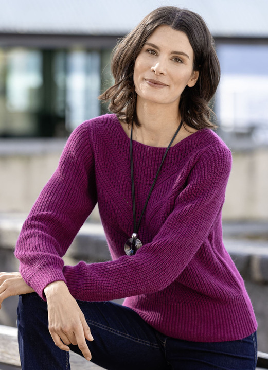Pullover - Pullover in Perlfang Ansicht 2 Pullover - Pullover in Perlfang, in Größe L(44/46) bis XS(32/34), in Farbe BEERE Ansicht 2
