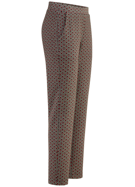 Damenmode - Hose in aktueller Minimaldessinierung, in Größe 018 bis 052, in Farbe TAUPE-SCHWARZ-ROT Ansicht 1