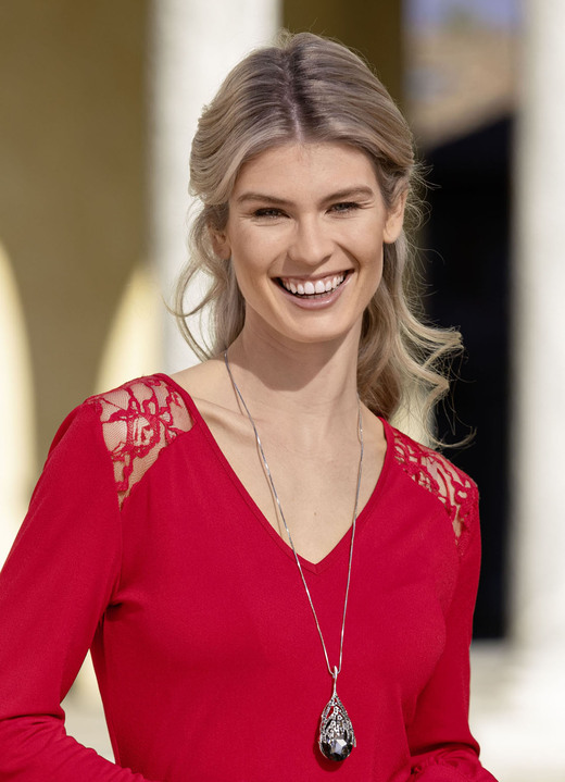 Damen-Modeschmuck - Halskette mit Tropfenanhänger Ansicht 2 Damen-Modeschmuck - Halskette mit Tropfenanhänger, in Farbe GRAU Ansicht 2