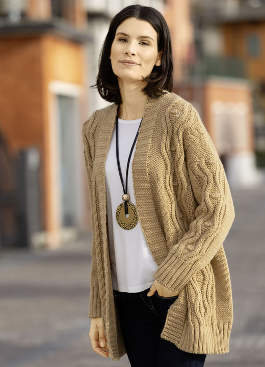 Jacken, Westen & Sets - Strickjacke in Grobstrick Ansicht 3 Jacken, Westen & Sets - Strickjacke in Grobstrick, in Größe L(44/46) bis XL(48/50), in Farbe CAMEL Ansicht 3