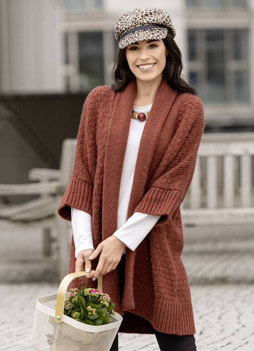 Jacken, Westen & Sets - Strickjacke in Longform, in Größe L(44/46) bis XXL(52/54), in Farbe TERRA MELIERT Ansicht 2