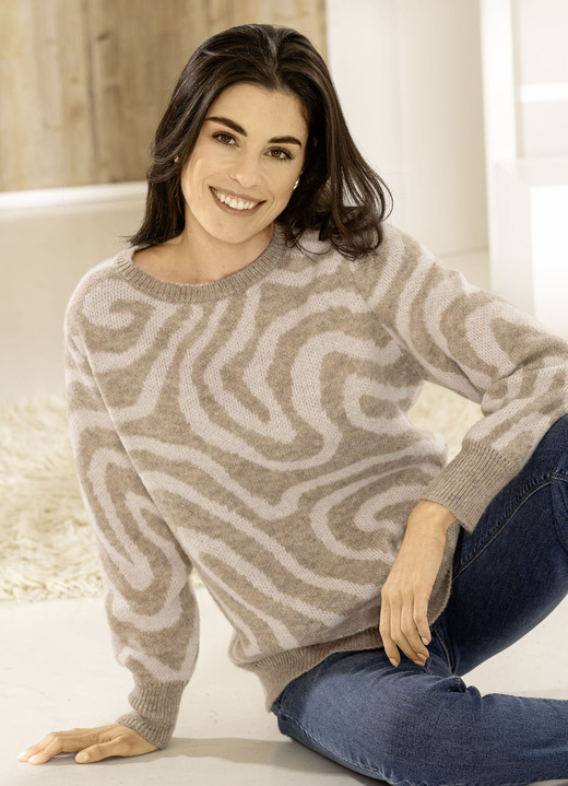 Pullover - Pullover in Jacquard-Dessin, in Größe L(44/46) bis XS(32/34), in Farbe PETROL-PAZIFIK Ansicht 2