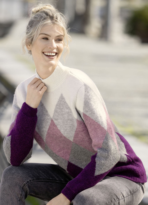 Pullover - Pullover in sehr flauschiger Qualität, in Größe L(44/46) bis XS(32/34), in Farbe BLAU-GRAU-ECRU Ansicht 5