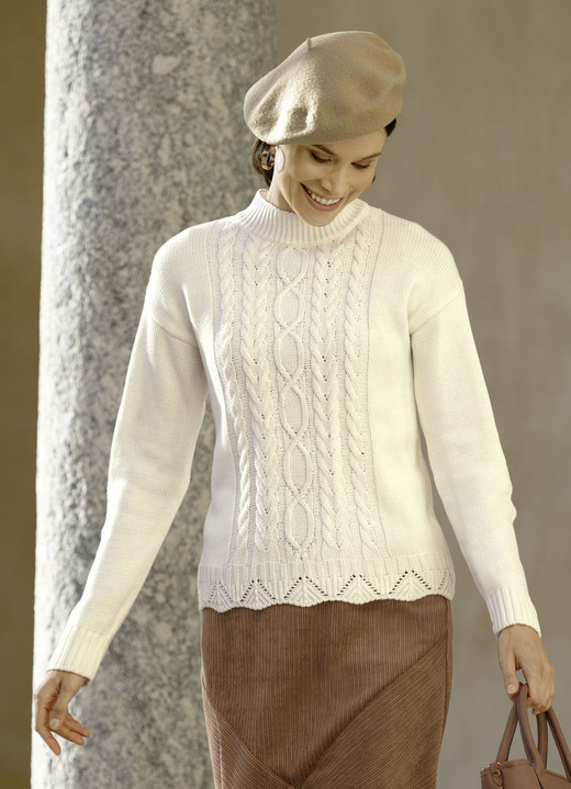 Pullover - Pullover in Strukturmix Ansicht 2 Pullover - Pullover in Strukturmix, in Größe L(44/46) bis XS(32/34), in Farbe WOLLWEISS Ansicht 2