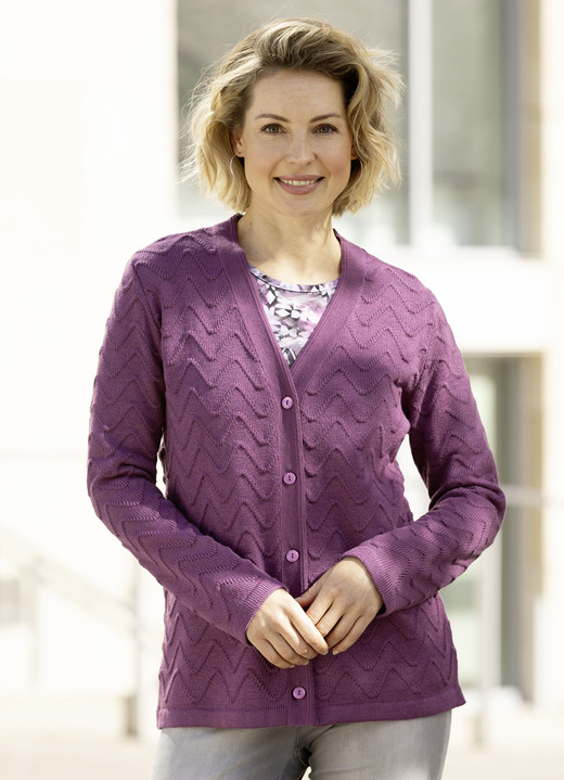 Jacken, Westen & Sets - Strickjacke mit dekorativer Struktur Ansicht 4 Jacken, Westen & Sets - Strickjacke mit dekorativer Struktur, in Größe 038 bis 054, in Farbe MAUVE Ansicht 4