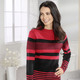 Pullover - Pullover in Streifen-Mustermix, in Größe L(44/46) bis XXL(52/54), in Farbe ROYALBLAU-SCHWARZ – Farbe ROT-SCHWARZ – Ansicht 2
