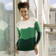 Pullover - Pullover in Color-Blocking, in Größe L(44/46) bis XXL(52/54), in Farbe ECRU-GRÜN-DUNKELGRÜN – Farbe ECRU-GRÜN-DUNKELGRÜN – Ansicht 1