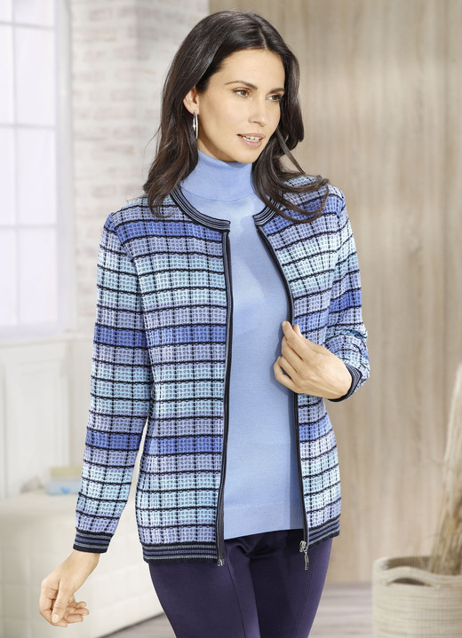 Jacken, Westen & Sets - Strickjacke mit grafischem Muster, in Größe 036 bis 052, in Farbe BLEU-MARINE-MULTICOLOR Ansicht 2