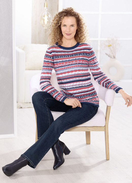 Pullover - Pullover in Garnmix, in Größe L(44/46) bis XXL(52/54), in Farbe KORALLE-MARINE-MULTICOLOR Ansicht 5