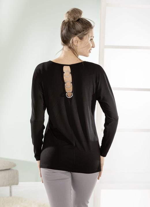 Shirts - Shirt mit langen Fledermausärmeln, in Größe 036 bis 052, in Farbe SCHWARZ Ansicht 2