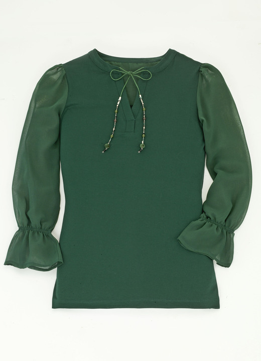 Shirts - Shirt mit ausgefallener Ausschnittverarbeitung in 2 Farben, in Größe 036 bis 052, in Farbe SCHWARZ Ansicht 7