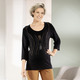 Damenmode - Shirt mit kontrastfarbenen Zierplättchen – Farbe SCHWARZ – Ansicht 3 Damenmode - Shirt mit kontrastfarbenen Zierplättchen, in Größe 038 bis 056, in Farbe SCHWARZ – Farbe SCHWARZ – Ansicht 3