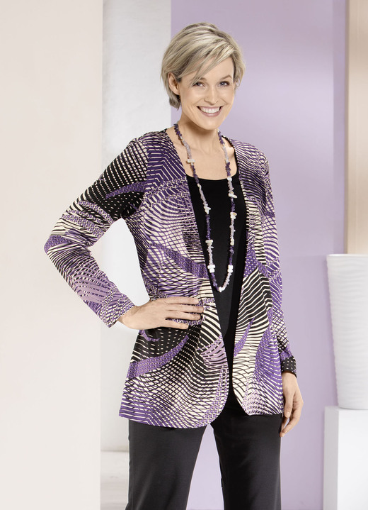 Shirts - Shirt in Jacken-Optik, in Größe 038 bis 056, in Farbe ECRU-LILA-SCHWARZ Ansicht 3