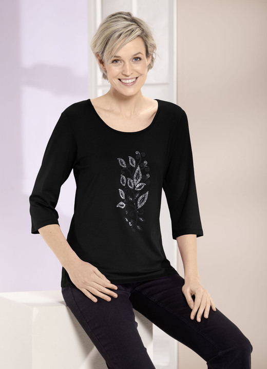 Shirts - Shirt mit Strasssteinen in 2 Farben, in Größe 036 bis 052, in Farbe LILA Ansicht 3