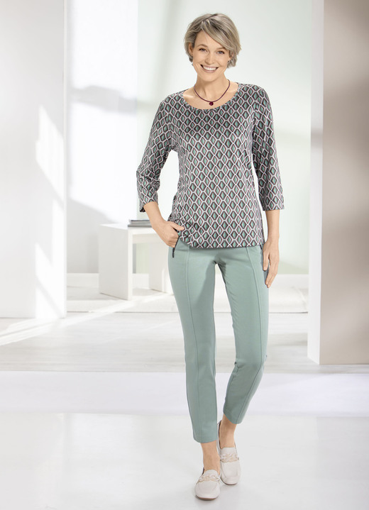 Shirts - Shirt mit Allover-Druck in 2 Farben Ansicht 2 Shirts - Shirt mit Allover-Druck in 2 Farben, in Größe 036 bis 054, in Farbe SALBEI-BRAUN-BEIGE Ansicht 2