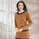 Shirts - Sweatshirt mit Kontrastblende in 2 Farben, in Größe 040 bis 056, in Farbe MARINE-CAMEL