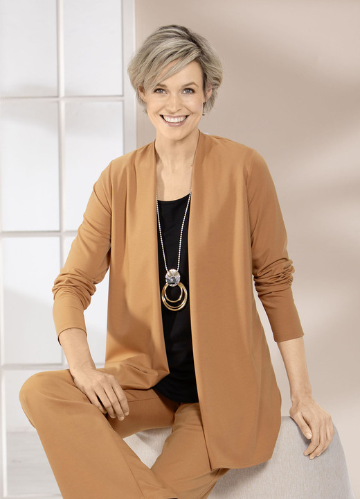 Shirtjacken - Shirtjacke in verschlussloser Form in 4 Farben Ansicht 5 Shirtjacken - Shirtjacke in verschlussloser Form in 4 Farben, in Größe 038 bis 054, in Farbe CAMEL Ansicht 5