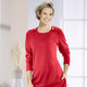 Shirts - Sweatshirt mit Zierknöpfen in 2 Farben – Farbe ROT Shirts - Sweatshirt mit Zierknöpfen in 2 Farben, in Größe 040 bis 054, in Farbe SCHWARZ