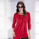 Longshirts - Longshirt mit dezenter Faltenlegung in 2 Farben – Farbe ROT Longshirts - Longshirt mit dezenter Faltenlegung in 2 Farben, in Größe 038 bis 056, in Farbe ROT