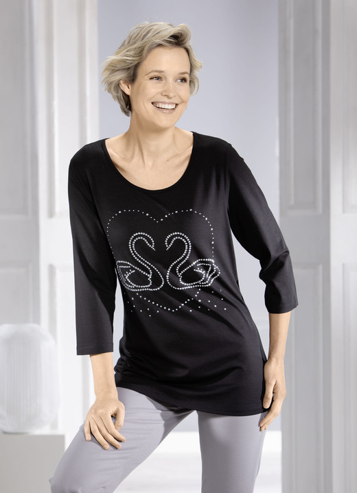Shirts - Shirt mit edler Strasszier Ansicht 2 Shirts - Shirt mit edler Strasszier, in Größe 038 bis 052, in Farbe SCHWARZ Ansicht 2