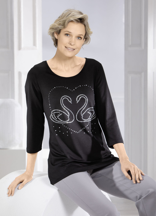 Shirts - Shirt mit edler Strasszier in 2 Farben Shirts - Shirt mit edler Strasszier in 2 Farben, in Größe 038 bis 052, in Farbe SCHWARZ