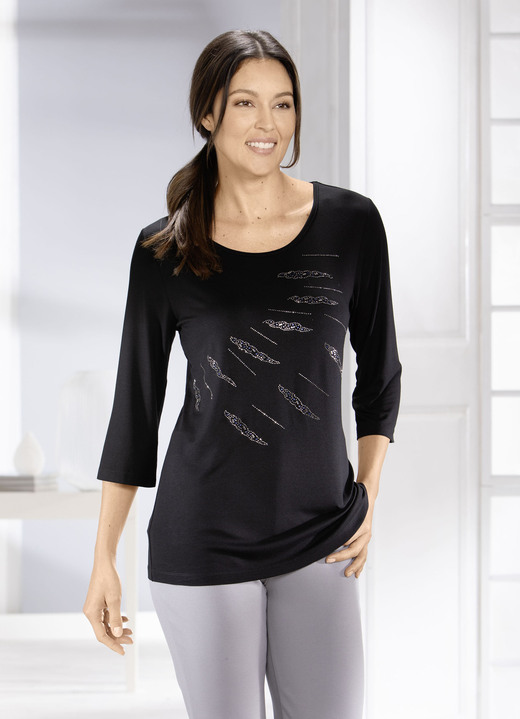 Damenmode - Herrliches Shirt mit Zierplättchen, in Größe 038 bis 050, in Farbe SCHWARZ Ansicht 2