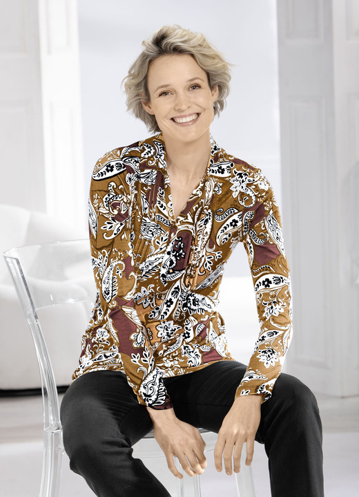 Shirts - Poloshirt mit Biesenverarbeitung in 2 Farben, in Größe 036 bis 054, in Farbe SCHWARZ-WEISS Ansicht 3