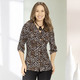 Blusen - Shirtbluse mit Leo-Print – Farbe SCHWARZ-SAND – Ansicht 1 Blusen - Shirtbluse mit Leo-Print, in Größe 036 bis 052, in Farbe SCHWARZ-SAND – Farbe SCHWARZ-SAND – Ansicht 1