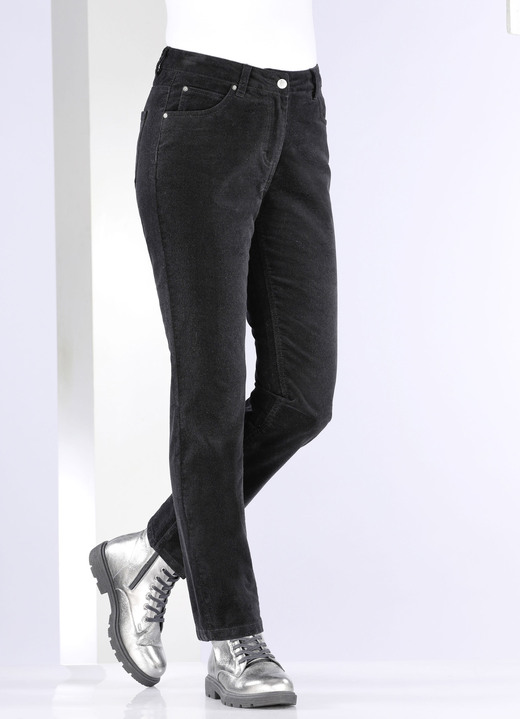 Hosen - Samtweiche Hose in 5-Pocket-Form Ansicht 3 Hosen - Samtweiche Hose in 5-Pocket-Form, in Größe 017 bis 050, in Farbe SCHWARZ Ansicht 3