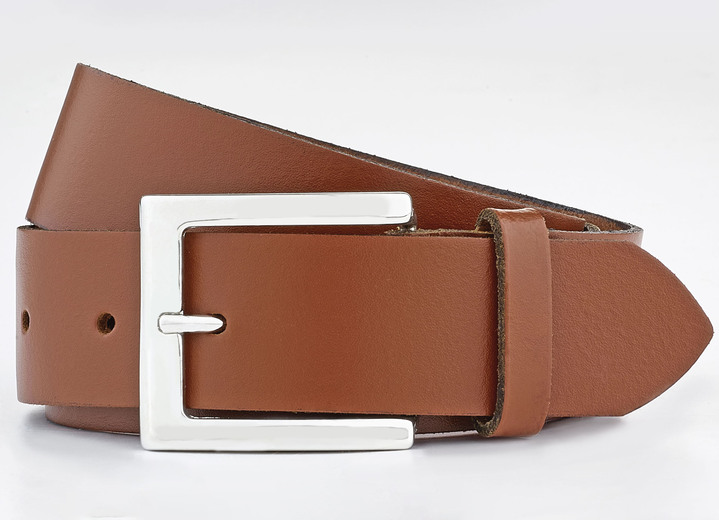 Sonstiges - Trendiger Damen-Gürtel aus Leder, 3,5 cm breit, in Größe 100 bis 120, in Farbe COGNAC Ansicht 1