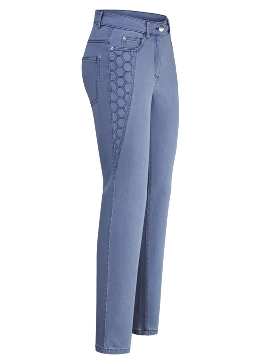 Hosen - Jeans mit schöner Stickerei, in Größe 018 bis 052, in Farbe JEANSBLAU Ansicht 1