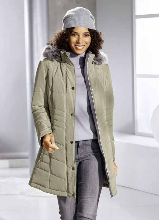 Jacken, Mäntel, Blazer - Longjacke mit abnehmbarem Kunstpelz-Besatz Ansicht 3 Jacken, Mäntel, Blazer - Longjacke mit abnehmbarem Kunstpelz-Besatz, in Größe 038 bis 054, in Farbe SCHOKOBRAUN Ansicht 3