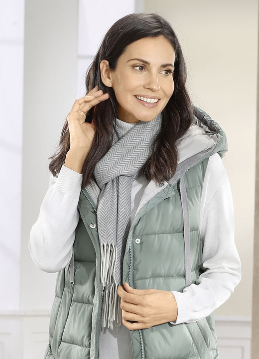 Tücher & Schals - Schal mit Fischgratdessin, in Farbe RESEDAGRÜN-ECRU Ansicht 2