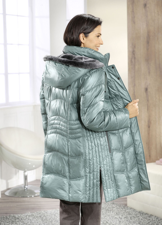 Jacken, Mäntel, Blazer - Kurzmantel mit Längssteppung seitlich Ansicht 2 Jacken, Mäntel, Blazer - Kurzmantel mit Längssteppung seitlich, in Größe 036 bis 054, in Farbe JADEGRÜN Ansicht 2
