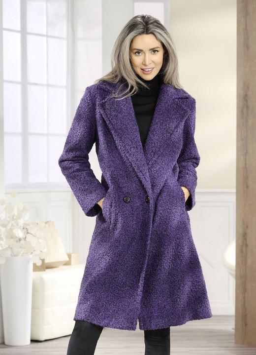 Jacken, Mäntel, Blazer - Mantel mit Knopfleiste Ansicht 2 Jacken, Mäntel, Blazer - Mantel mit Knopfleiste, in Größe 036 bis 052, in Farbe LILA-SCHWARZ Ansicht 2