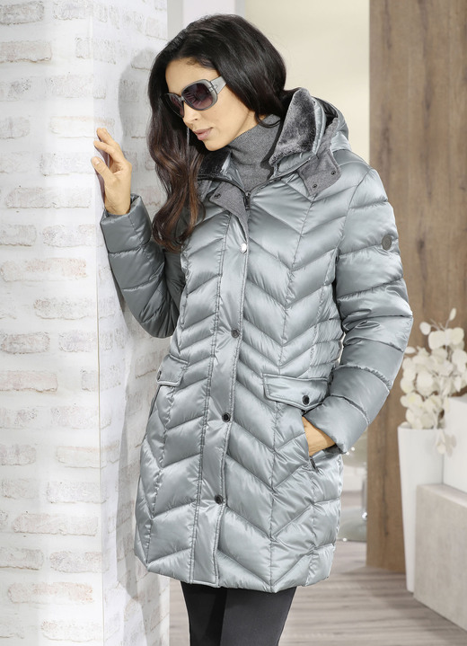 Jacken, Mäntel, Blazer - Jacke mit abnehmbarem Kunstpelz-Besatz am Kragen Jacken, Mäntel, Blazer - Jacke mit abnehmbarem Kunstpelz-Besatz am Kragen, in Größe 036 bis 052, in Farbe MINTGRÜN