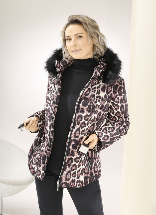 Jacken, Mäntel, Blazer - Jacke mit Stretchgürtel Ansicht 2 Jacken, Mäntel, Blazer - Jacke mit Stretchgürtel, in Größe 034 bis 050, in Farbe SCHWARZ-COGNAC Ansicht 2