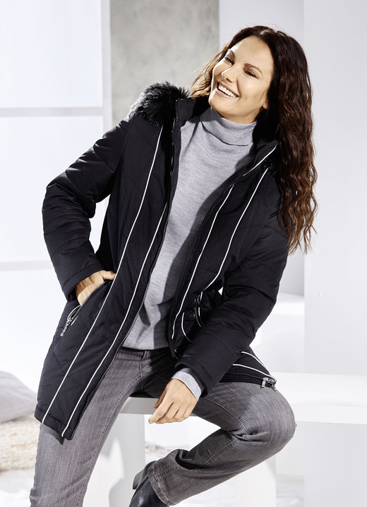 Jacken, Mäntel, Blazer - Jacke mit Kontrastpaspelierungen Ansicht 3 Jacken, Mäntel, Blazer - Jacke mit Kontrastpaspelierungen, in Größe 019 bis 054, in Farbe SCHWARZ Ansicht 3