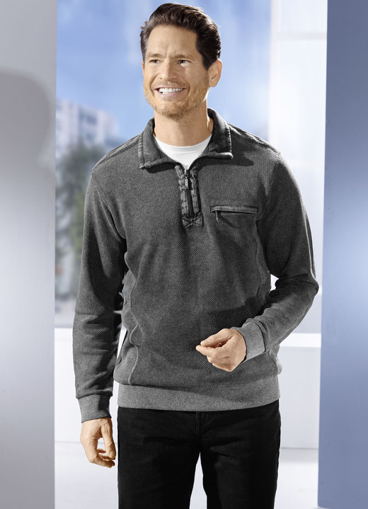 Hemden, Pullover & Shirts - Troyer mit Brusttasche, in Größe 046 bis 064, in Farbe ANTHRAZIT Ansicht 1