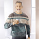 Hemden, Pullover & Shirts - Rundhalspullover mit Strukturmix in 2 Farben, in Größe 046 bis 064, in Farbe PETROL-BEIGE-BRAUN – Farbe PETROL-BEIGE-BRAUN – Ansicht 1