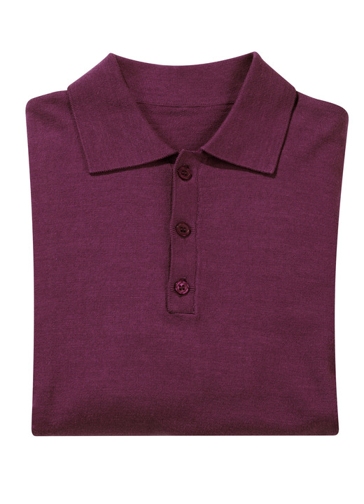 Hemden, Pullover & Shirts - Polopullover mit kurzer Knopfleiste in 4 Farben, in Größe L(52/54) bis XXL(60/62), in Farbe GRAU MELIERT Ansicht 3